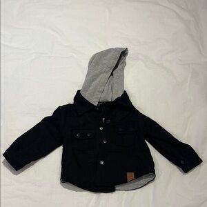 Little Bipsy Black Corduroy Jacket with Gray Hood